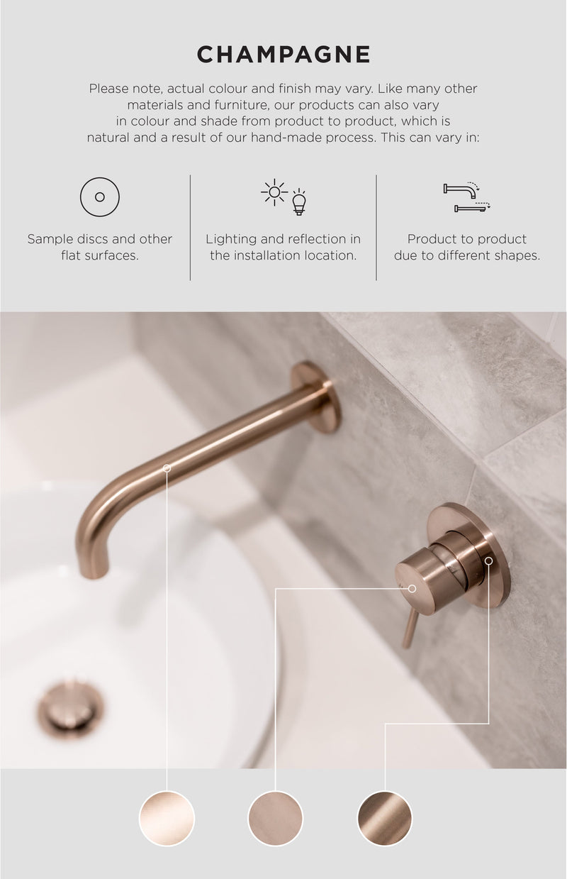 Round Combination Shower Rail, 200mm Rose, Single Function Hand Shower - Champagne