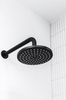 Meir Round Wall Shower Curved Arm 400mm - Matte Black