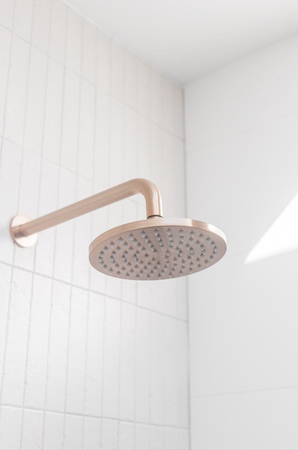 Meir Round Wall Shower Curved Arm 400mm - Champagne