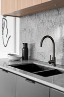 Meir Round Gooseneck Kitchen Mixer Tap - Shadow Gunmetal