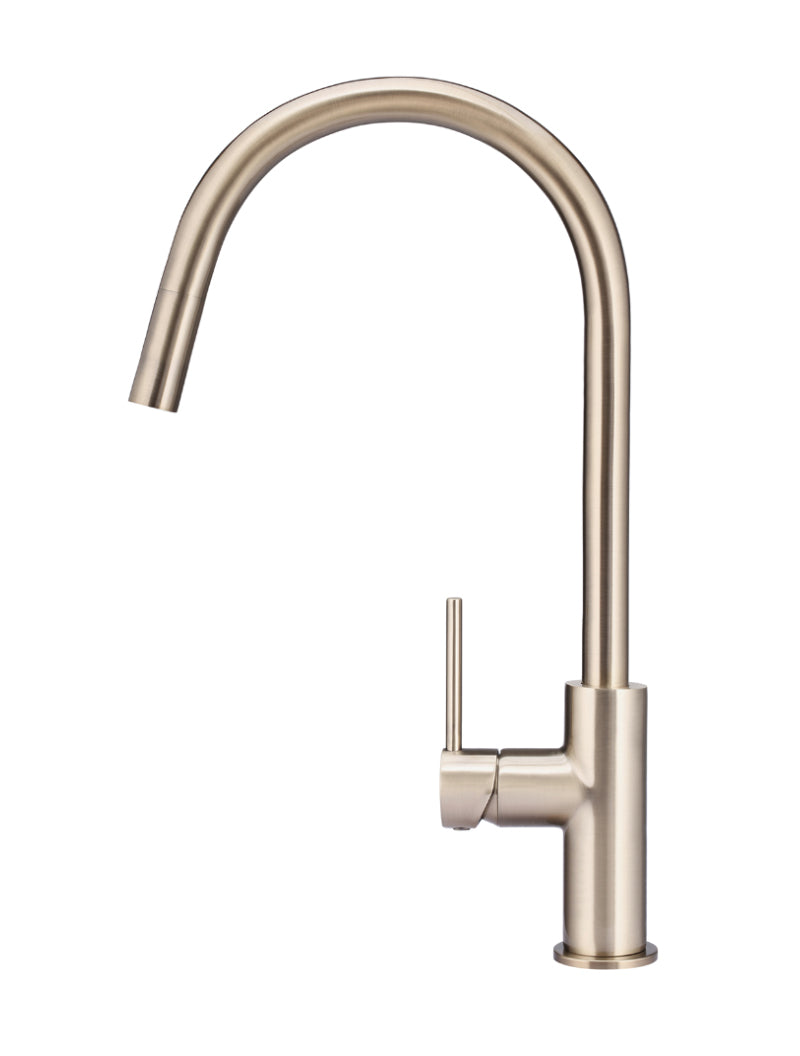 Meir Round Piccola Pull Out Kitchen Mixer Tap - Champagne