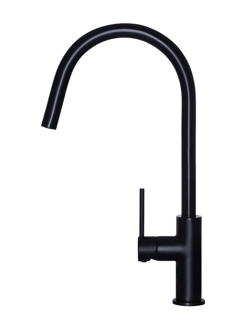 Meir Round Piccola Pull Out Kitchen Mixer Tap - Matte Black