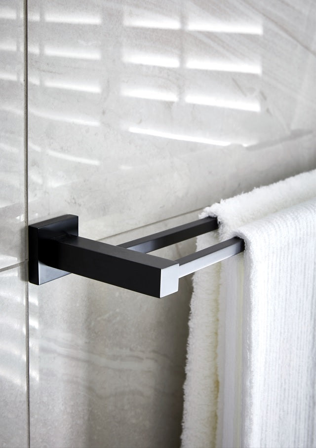 Meir Square Double Towel Rail 600mm - Matte Black