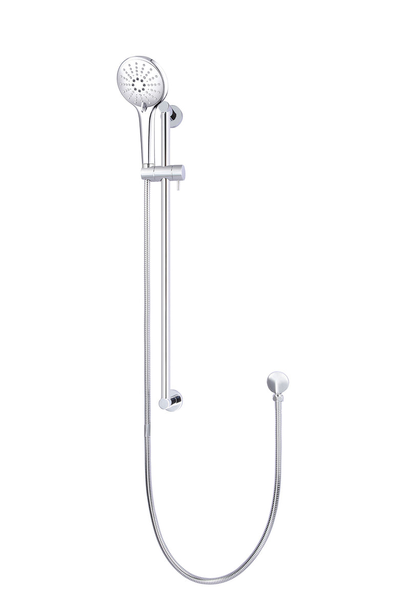 Meir Round Three Function Hand Shower on Rail Column - Polished Chrome