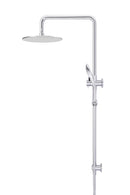 Round Combination Shower Rail 300mm Rose, Three Function Hand Shower - Polished Chrome