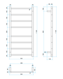 Thermogroup 8 Bar Straight Round Heated Towel Ladder 530mm Brushed Stainless Steel