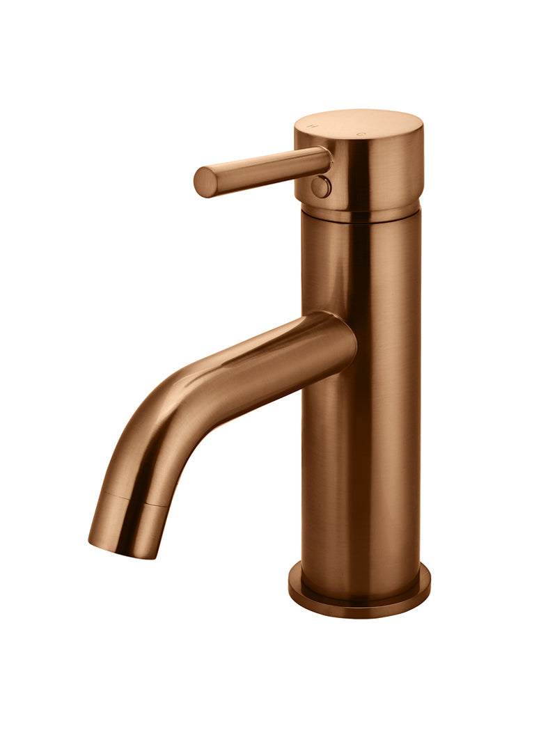 Meir Round Basin Mixer Curved - Lustre Bronze