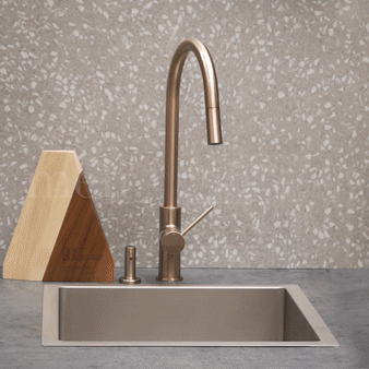 Meir Round Paddle Piccola Pull Out Kitchen Mixer Tap - Champagne
