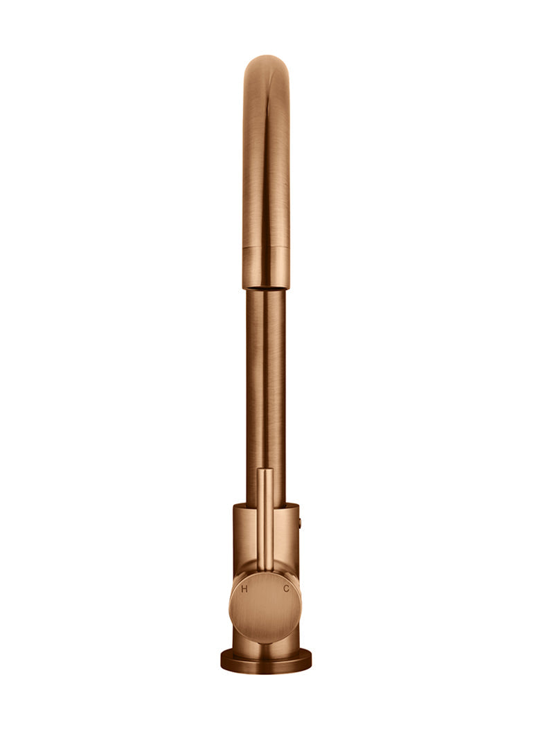 Meir Round Gooseneck Kitchen Mixer Tap - Lustre Bronze