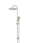 Round Combination Shower Rail 200mm Rose, Three Function Hand Shower - PVD Brushed Nickel