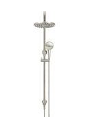Round Combination Shower Rail 200mm Rose, Three Function Hand Shower - PVD Brushed Nickel